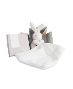 Doudou Lapin Mouchoir - 10 Cm - Boite Fleur