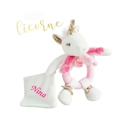 Doudou Et Compagnie - Lucie La Licorne Hochet Avec Doudou Rose