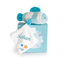 Doudou Et Compagnie - Sous L'océan Poisson Vert Avec Doudou 20 Cm
