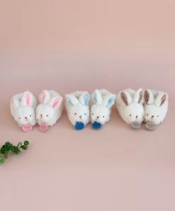 Coffret Cadeau Naissance Chaussons Lapin Bleu Avec Hochet - 0/6 Mois -Doudou et Compagnie Promos Magasin DC1309 3