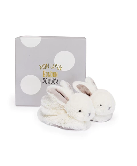 Coffret Cadeau Naissance Chaussons Lapin Taupe Avec Hochet - 0/6 Mois 2 Coffret Cadeau Naissance Chaussons Lapin Taupe Avec Hochet - 0/6 Mois – Image 2