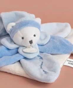 Doudou Plat Ours Collector Bleu - 24 Cm