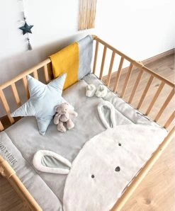 Tapis De Parc Lapin- Gris Perle - 100 X 100 Cm 5 Tapis De Parc Lapin- Gris Perle - 100 X 100 Cm -Doudou et Compagnie Promos Magasin DC3060 2