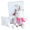 Peluche Hochet Doudou Licorne Rose - 17 Cm