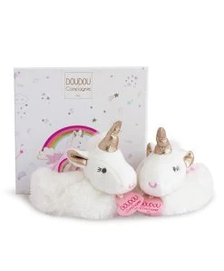 Coffret Cadeau Naissance Chaussons Bébé Licorne Avec Hochet - 0/6 Mois