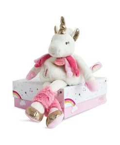 Peluche Licorne Rose Pantin - 22 Cm