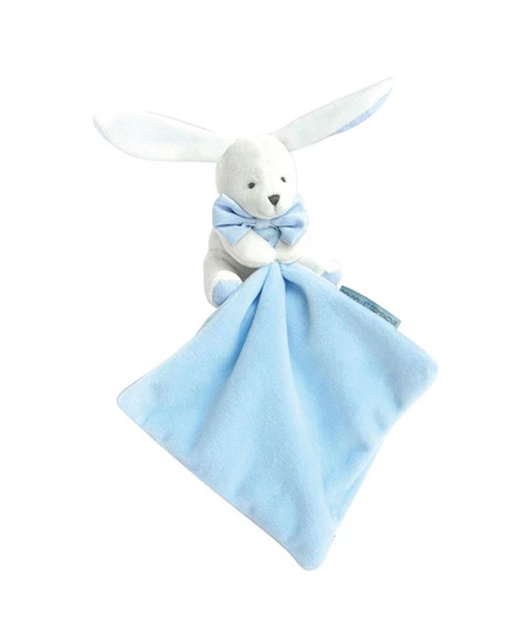 Doudou Mouchoir Lapin Bleu - 10 Cm - Boite Fleur 3 Doudou Mouchoir Lapin Bleu - 10 Cm - Boite Fleur – Image 3