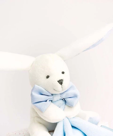 Doudou Mouchoir Lapin Bleu - 10 Cm - Boite Fleur 1 Doudou Mouchoir Lapin Bleu - 10 Cm - Boite Fleur