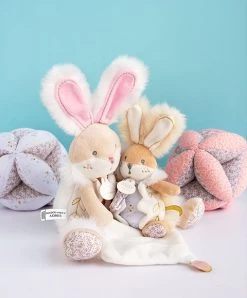 Coffret Peluche Lapin De Sucre- Lapin Mouchoir Rose - 31 Cm -Doudou et Compagnie Promos Magasin DC3486 4