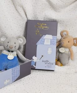 Coffret Peluche Souris Dent De Lait Bulu En Pyjama Beige - 19 Cm -Doudou et Compagnie Promos Magasin DC3509 4