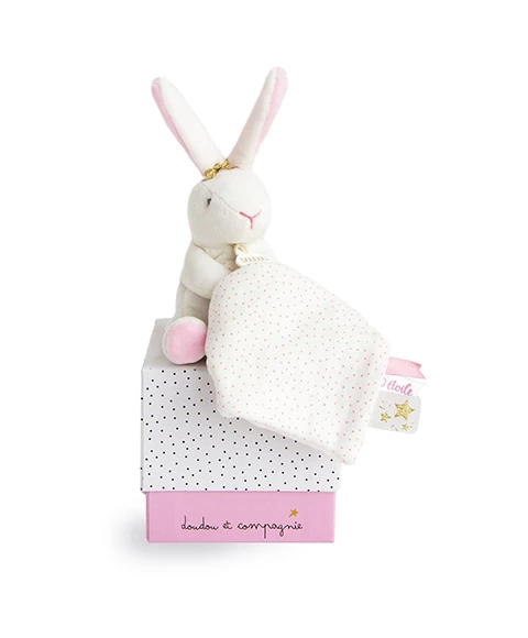 Doudou Lapin Mouchoir Rose Lapin étoile - 10 Cm 4 Doudou Lapin Mouchoir Rose Lapin étoile - 10 Cm – Image 4