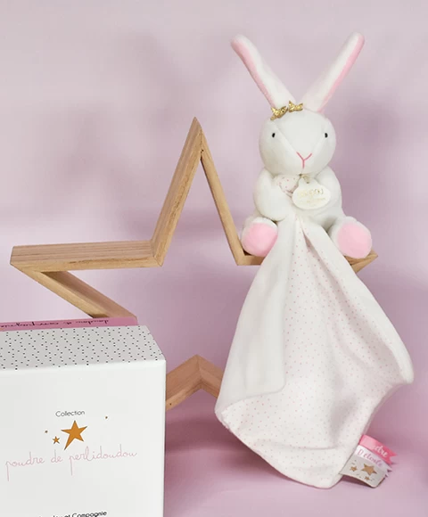 Doudou Lapin Mouchoir Rose Lapin étoile - 10 Cm 1 Doudou Lapin Mouchoir Rose Lapin étoile - 10 Cm