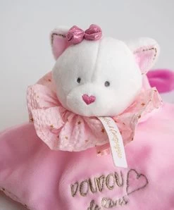 Doudou Plat Chat Rose - Attrape-rêves - 20 Cm
