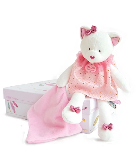 Peluche Chat Rose Avec Doudou- Attrape-rêves - 28 Cm 2 Peluche Chat Rose Avec Doudou- Attrape-rêves - 28 Cm – Image 2
