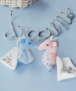 Hippocampe En Peluche Bleue Avec Doudou - 17cm