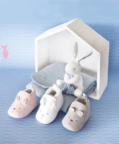 Coffret Chaussons Bébé Gris - 0/6mois -Doudou et Compagnie Promos Magasin DC3709 4