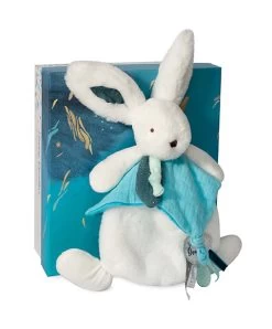 Coffret Doudou Plat Lapin Bleu - Happy Pop - 25 Cm