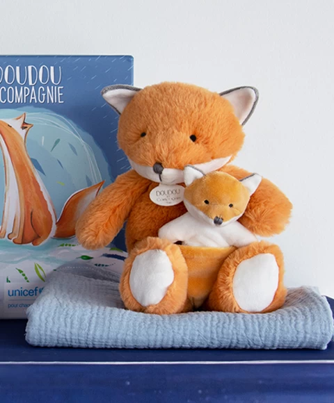 Peluche Renard Avec Bébé - 25cm - Unicef 5 Peluche Renard Avec Bébé - 25cm - Unicef – Image 5