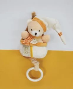 Peluche Musicale Ours Beige Et Miel - 20 Cm