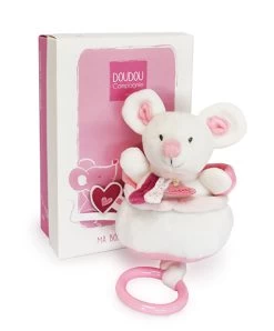 Peluche Musicale Souris Rose - 20 Cm