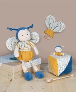 Cube D'activités Pollen L'abeille En Coton BIO 10 X 10 Cm -Doudou et Compagnie Promos Magasin DC3848 5