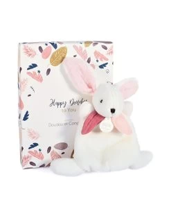 Coffret Mini Doudou Lapin Vieux Rose - Happy Boho - 17 Cm