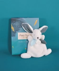 Coffret Mini Doudou Lapin Bleu - Happy Pop - 17 Cm