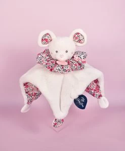 Doudou Souris Blanche - Cocon - Balle D'éveil - 3 EN 1