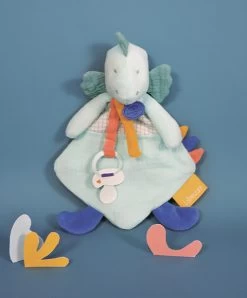 Coffret Peluche Dinosaure Vert - Attache-tetine Filou - 23cm