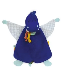 Doudou Plat Dinosaure Bleu Sashou - 25cm