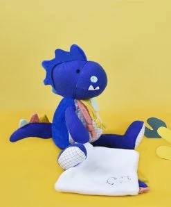 Peluche De Dinosaure Bleu Avec Doudou -Sashou - 25 Cm