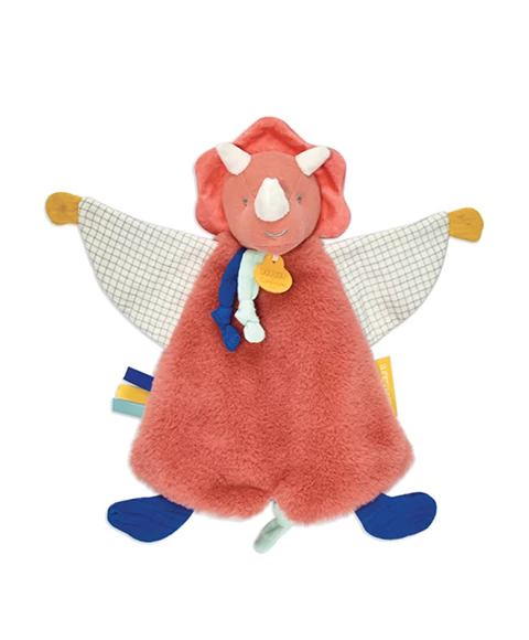 Doudou Plat Dinosaure Orange Lou - 25cm 2 Doudou Plat Dinosaure Orange Lou - 25cm – Image 2