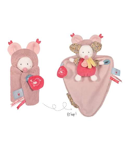 Doudou Souris Blanche Avec Cape - Papillotte - 3 EN 1 3 Doudou Souris Blanche Avec Cape - Papillotte - 3 EN 1 – Image 3