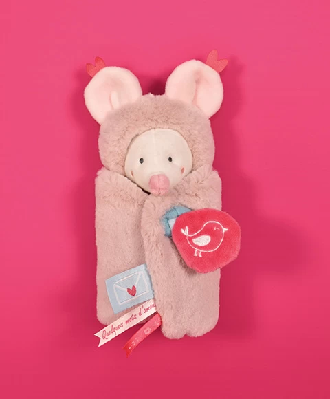 Doudou Souris Blanche Avec Cape - Papillotte - 3 EN 1 1 Doudou Souris Blanche Avec Cape - Papillotte - 3 EN 1