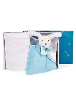 Coffret Cadeau Naissance Plaid Et Doudou Lapin Happy Pop - 70 X 100 Cm