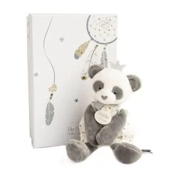 Doudou Et Compagnie - Attrape-rêve Peluche Panda Gris Blanc 20 Cm