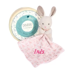 Doudou Et Compagnie - Botanic - Peluche Avec Doudou BIO Lapin Rose 15 Cm