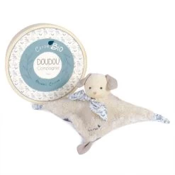 Doudou Et Compagnie - Botanic - Doudou Plat BIO Chien Bleu 25 Cm