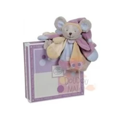 Doudou Et Compagnie Collector Souris Pose Poudré Plat Carré Violet Beige Bleu