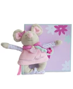 Doudou Hochet Souris Pearly Rose