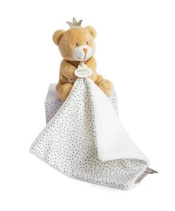 Doudou Ours Mouchoir Marron Petit Roi - 10 Cm