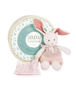 Lapin Peluche écrue Avec Mouchoir Rose En Coton BIO - 22cm -Doudou et Compagnie Promos Magasin dc3961 2 6368dba6240a0383983403