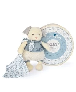 Chien Peluche Beige Avec Mouchoir Bleu En Coton BIO - 22 Cm -Doudou et Compagnie Promos Magasin dc3964 2 6368ddbff1d74602542963