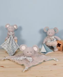 Souris En Peluche Grise Avec Mouchoir Vert En Coton BIO - 22 Cm -Doudou et Compagnie Promos Magasin dc3967 4 6368de353c485646430492