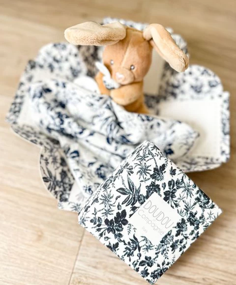 Doudou LAPIN Bleu Marine Avec Mouchoir - BOH'AIME - 2 Doudou LAPIN Bleu Marine Avec Mouchoir - BOH'AIME - – Image 2