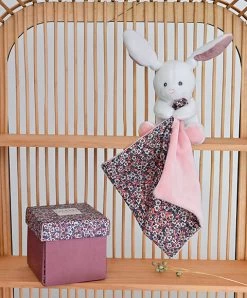 Doudou LAPIN ROSE Avec Mouchoir - BOH'AIME -