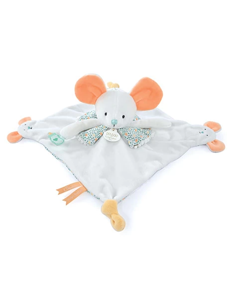 Doudou Plat Souris Blanc Avec Marionnette à Doigt - 30 Cm 2 Doudou Plat Souris Blanc Avec Marionnette à Doigt - 30 Cm – Image 2