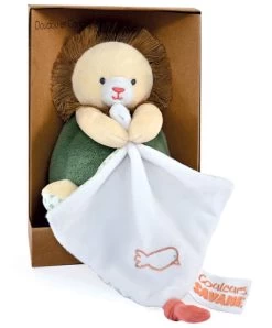 Peluche Lion Beige Avec Doudou Mouchoir - 15 Cm