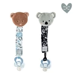 Attache Tétine Ours Ou KoalaBoh'aime - Bleu - Noir- 18 Cm