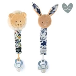 Attache Tétine Lion Ou Lapin Bleu Boh'aime - 18 Cm
